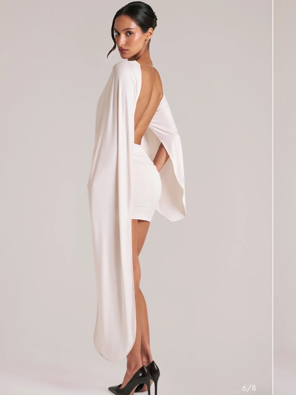 Oh Polly Open-Back Cape Mini Dress in Ivory